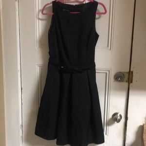 Jones New York belted A line textured black dress